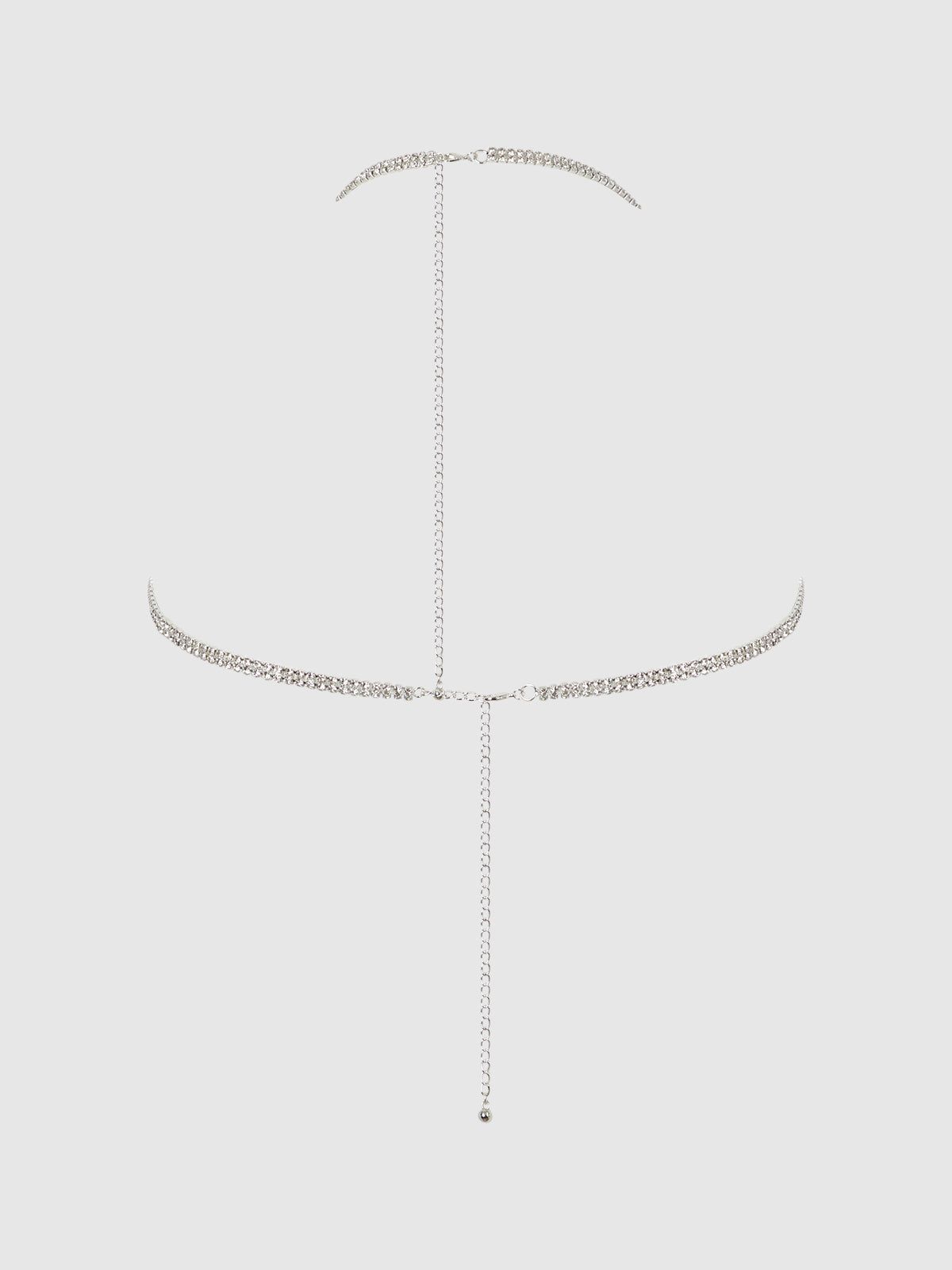 Rhinestone Dangle V-Neck Bra Silver