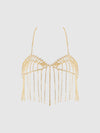Rhinestone Fringe Cropped Cami Top Gold