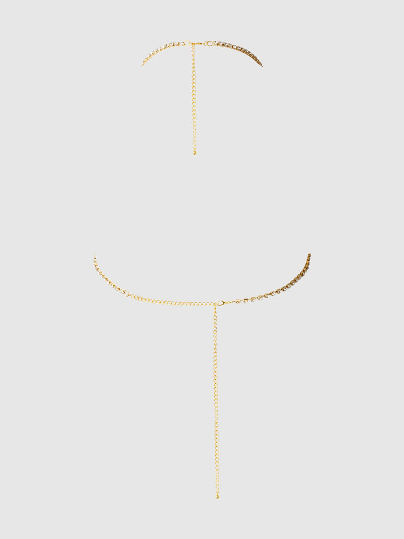 Rhinestone Fringe Cropped Cami Top Gold