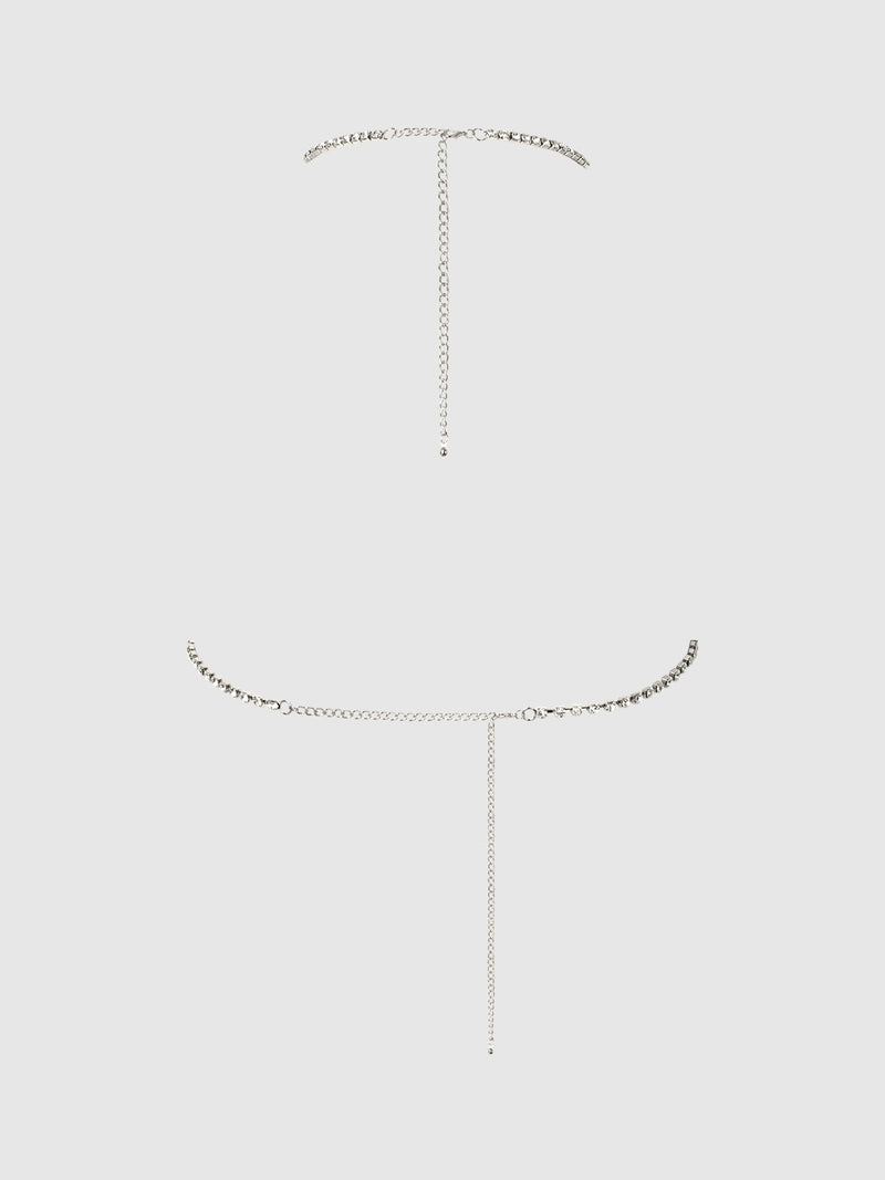 Rhinestone Fringe Cropped Cami Top Silver