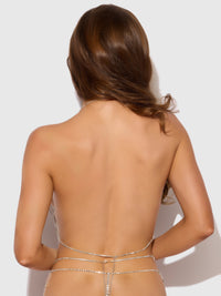 Rhinestone Plunge Cami Silver