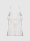 Rhinestone Plunge Cami Silver