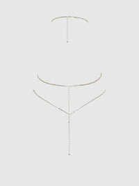 Rhinestone Plunge Cami Silver