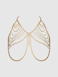 Pearl & Chain Draped Bralette Bra Gold