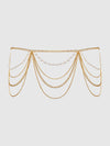 Pearl & Chain Draped Garter Gold