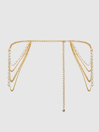 Pearl & Chain Draped Garter Gold