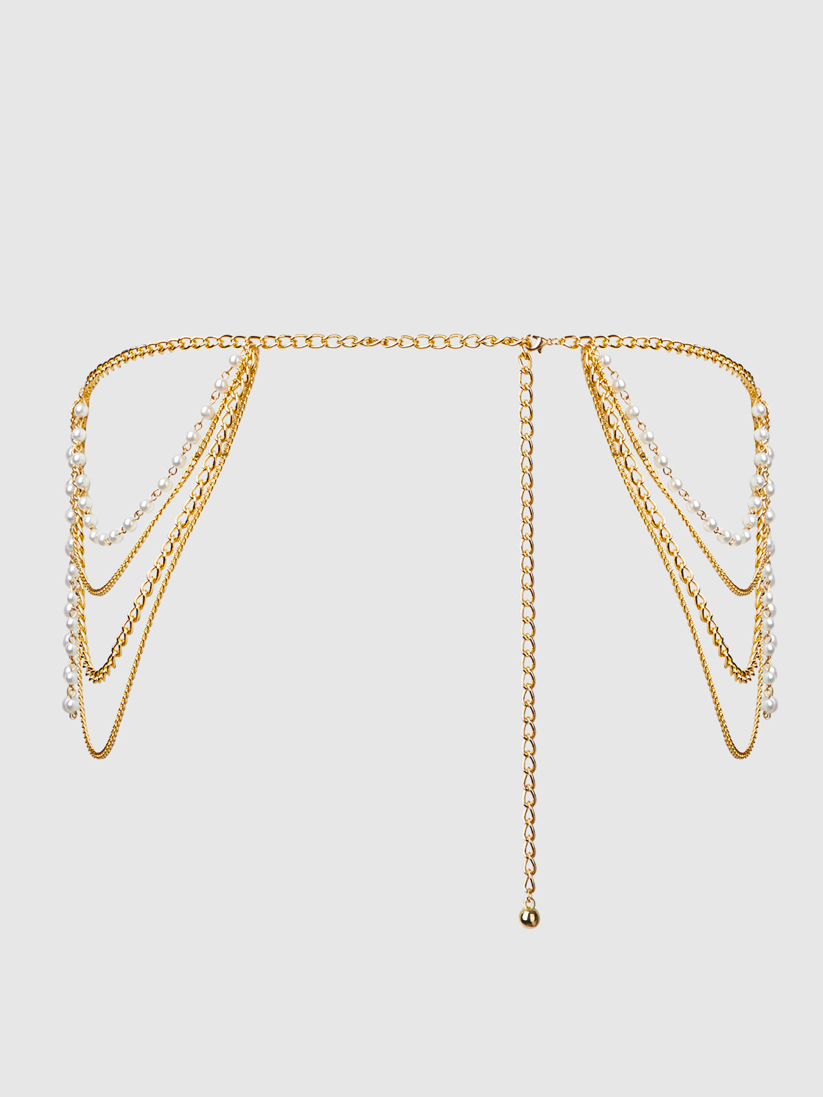 Pearl & Chain Draped Garter Gold