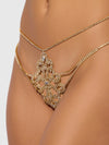 Rhinestone Swirl Knot Panty G-String Gold