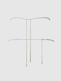 Rhinestone Swirl Knot Panty G-String Silver