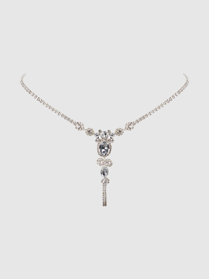 Ornate Rhinestone G-String Silver