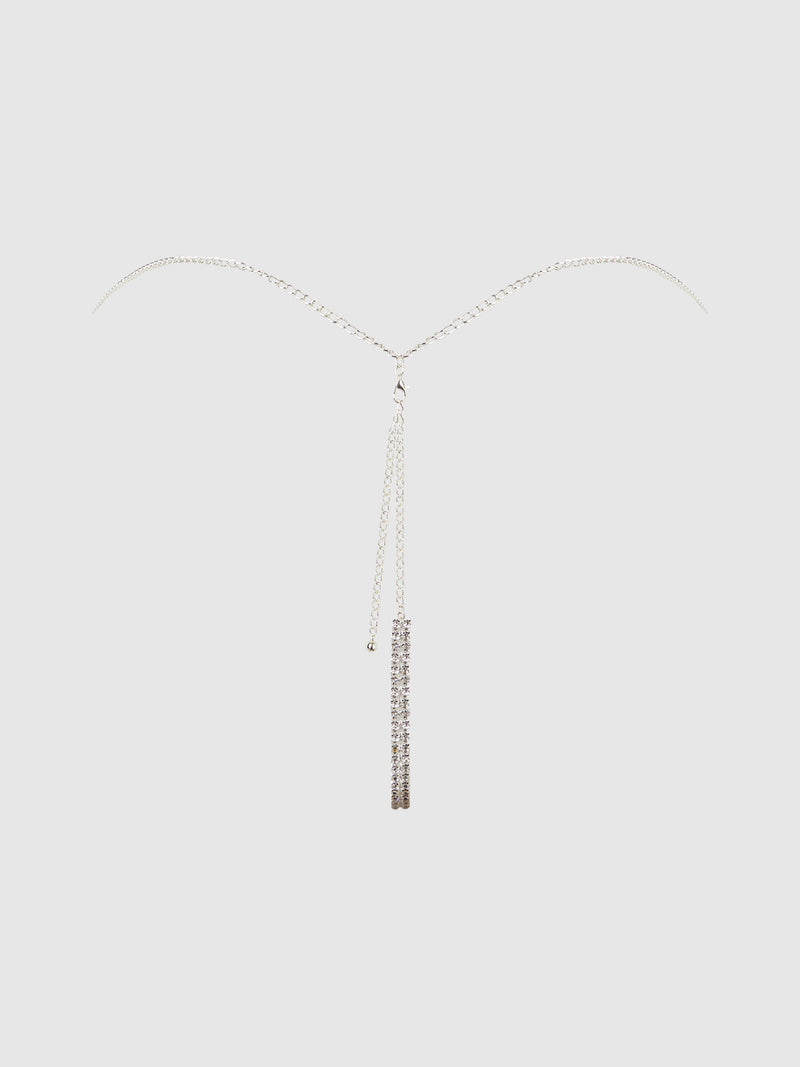 Ornate Rhinestone G-String Silver