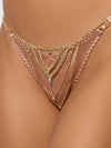 Rhinestone V-Front G-String Panty Gold