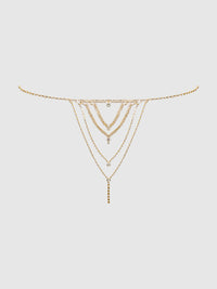 Rhinestone V-Front G-String Panty Gold