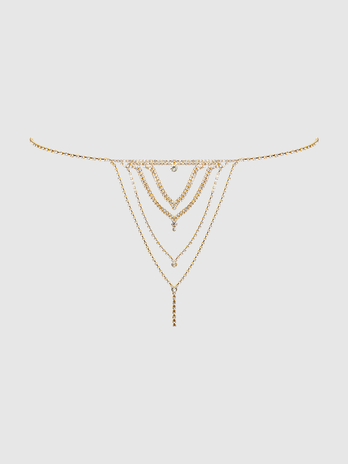 Rhinestone V-Front G-String Panty Gold