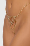 Rhinestone V-Front G-String Panty Gold