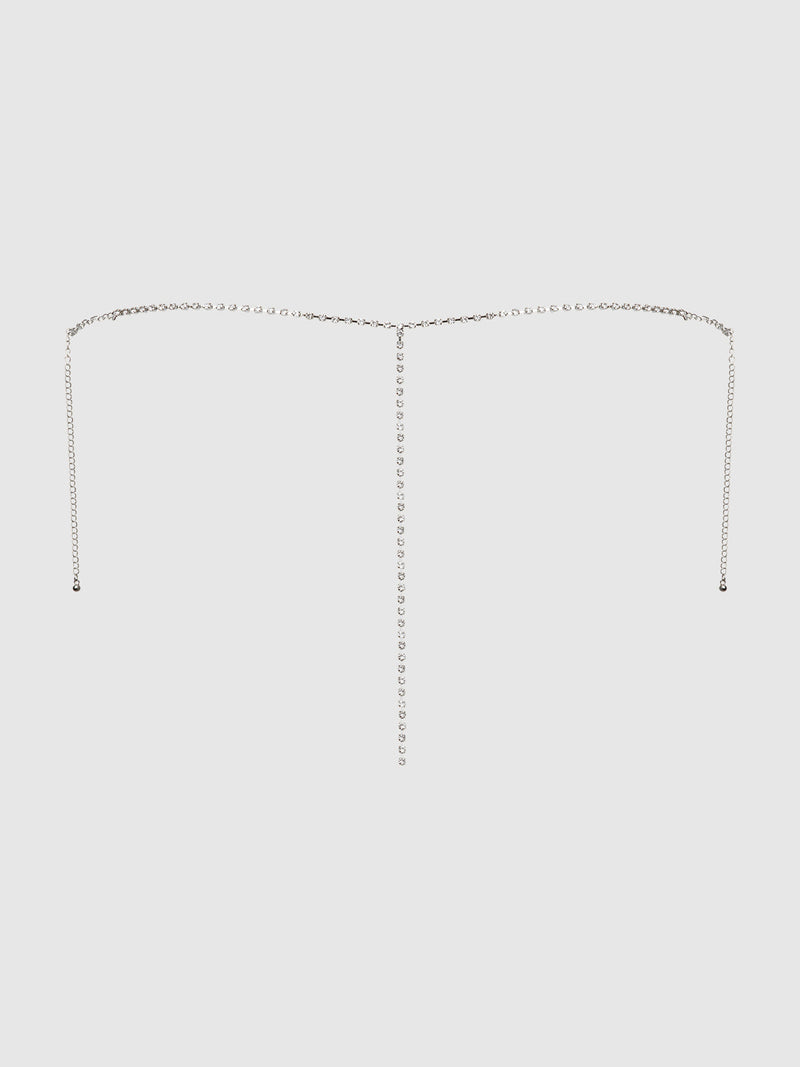 Rhinestone V-Front G-String Panty Silver