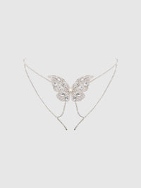 Rhinestone & Pearl Butterfly Panty Silver