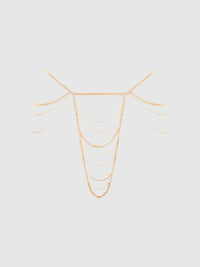 Chain Draped Side Thong Gold