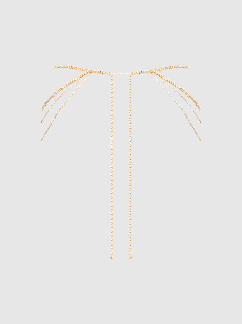 Chain Draped Side Thong Gold