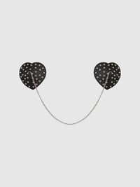 Studded & Chain Draped Leather-Like Heart Pasties