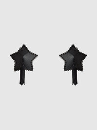 House of Desire Rhinestone & Leather-Like Star Tassel Pasties