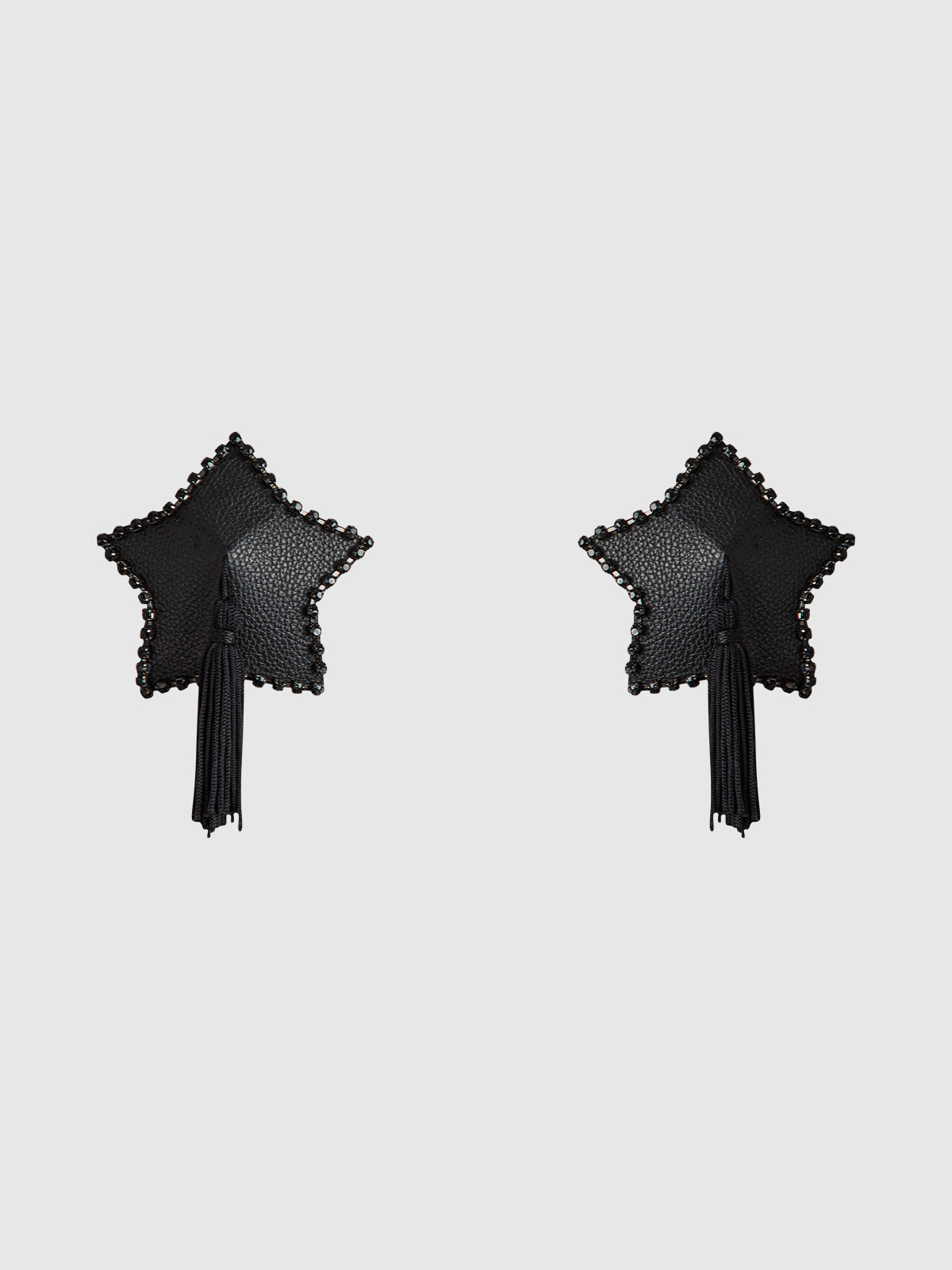 House of Desire Rhinestone & Leather-Like Star Tassel Pasties