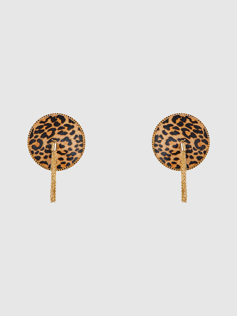 Leopard & Gold Chain Round Tassel Pasties