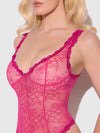Yvone Lace Underwire & Seamed Bodysuit Purple Fuchsia