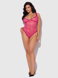 Yvone Lace Underwire & Seamed Bodysuit Purple Fuchsia