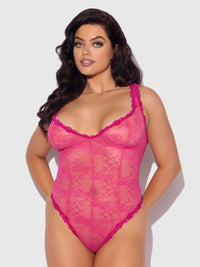 Yvone Lace Underwire & Seamed Bodysuit Purple Fuchsia