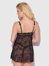 Yvone Lace Openable Cup Flyaway Front Babydoll Black