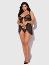 Yvone Lace Openable Cup Flyaway Front Babydoll Black