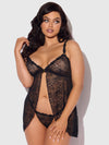 Yvone Lace Openable Cup Flyaway Front Babydoll Black