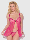 Yvone Lace Openable Cup Flyaway Front Babydoll Purple Fuchsia