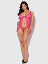 Yvone Lace Openable Cup Flyaway Front Babydoll Purple Fuchsia