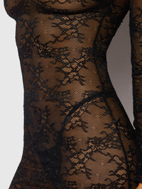 House of Desire Yvone Lace Long Sleeve Chemise Dress & G-String