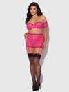 Yvone Lace Skirted Garter Panty Bra Set Purple Fuchsia