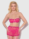 Yvone Lace Skirted Garter Panty Bra Set Purple Fuchsia