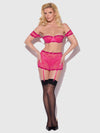 Yvone Lace Skirted Garter Panty Bra Set Purple Fuchsia