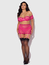 Yvone Lace Skirted Garter Panty Bra Set Purple Fuchsia
