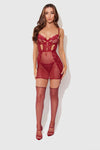 Dezi Lace & Chain Chemise Set Rhubarb