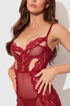 Dezi Lace & Chain Chemise Set Rhubarb
