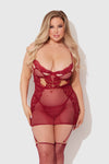 Dezi Lace & Chain Chemise Set Rhubarb