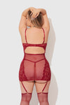 Dezi Lace & Chain Chemise Set Rhubarb