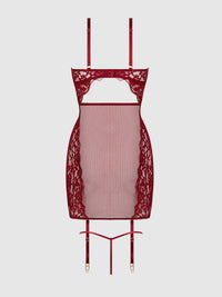 Dezi Lace & Chain Chemise Set Rhubarb