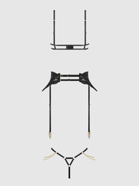 Cecily Lace & Chain Open Cups Bra Set Black