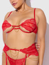 Cecily Lace & Chain Open Cups Bra Set