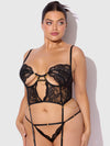 Cecily Lace & Chain Bustier & Backless Hipster Set Black