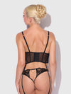 Cecily Lace & Chain Bustier & Backless Hipster Set Black