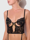 Cecily Lace & Chain Bustier & Backless Hipster Set Black